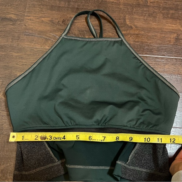 Apron crop top sports bra, size XS, dark green heathered gray - Picture 3 of 6